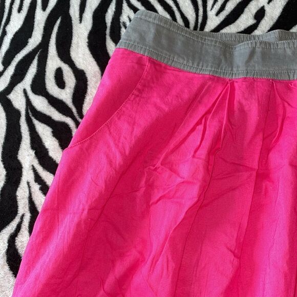 Pink twill color block pink grey pleated cotton summer mini a line skirt size 8 - Picture 3 of 9
